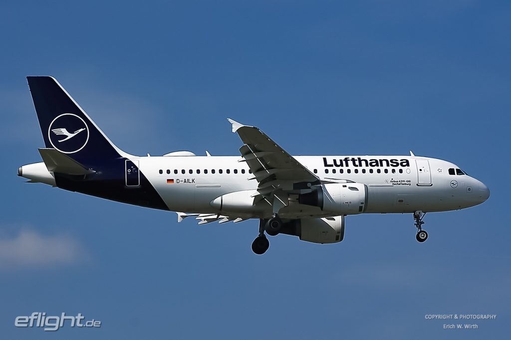 Airbus A319 (D-AILK) der Lufthansa im Landanflug.